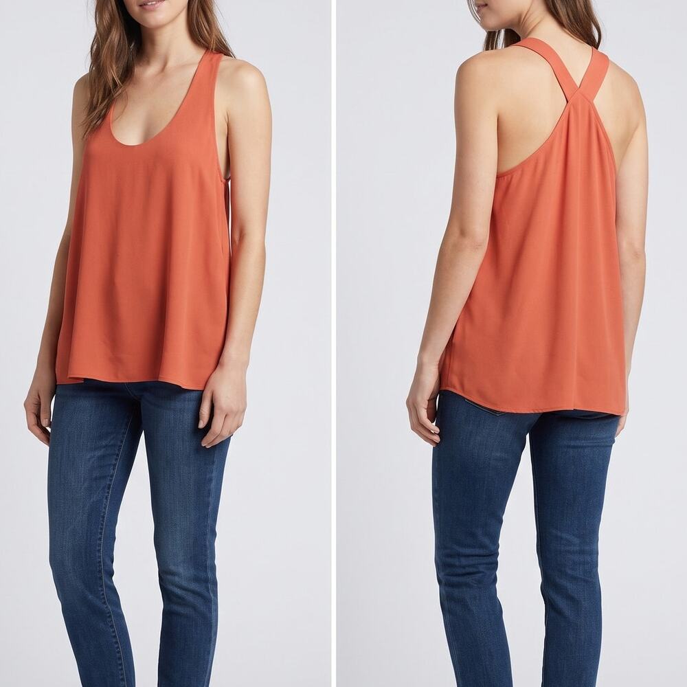 The Limited Large Sleeveless Tank Top Salmon Pink 100% Polyester